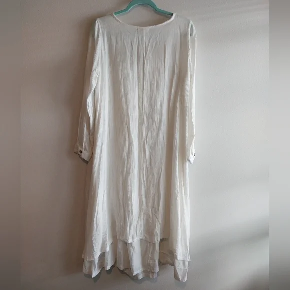 Anself White Gauze Long Sleeve Lagenlook Tiered Maxi Dress - Picture 2 of 9